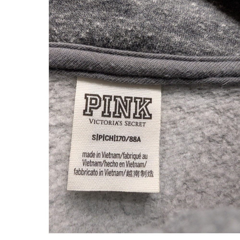PINK Victoria's Secret Quarter Zip Pullover Grey Heathered Logo Fleece -‎ Small - Picture 4 of 5